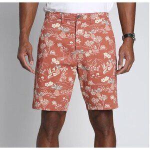NEW Jachs New York Printed Stretch Chino‎ Short 9" Inseam Tropical Print Size 32